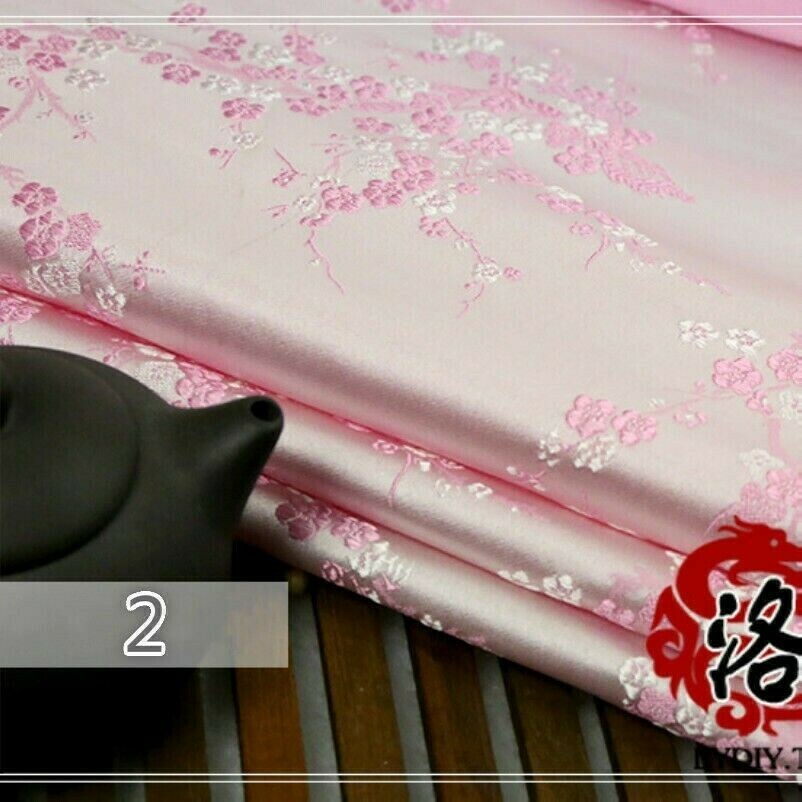 Jacquard Brocade Satin Faux Silk Fabric Chinese Floral Retro DIY Upholstery Soft