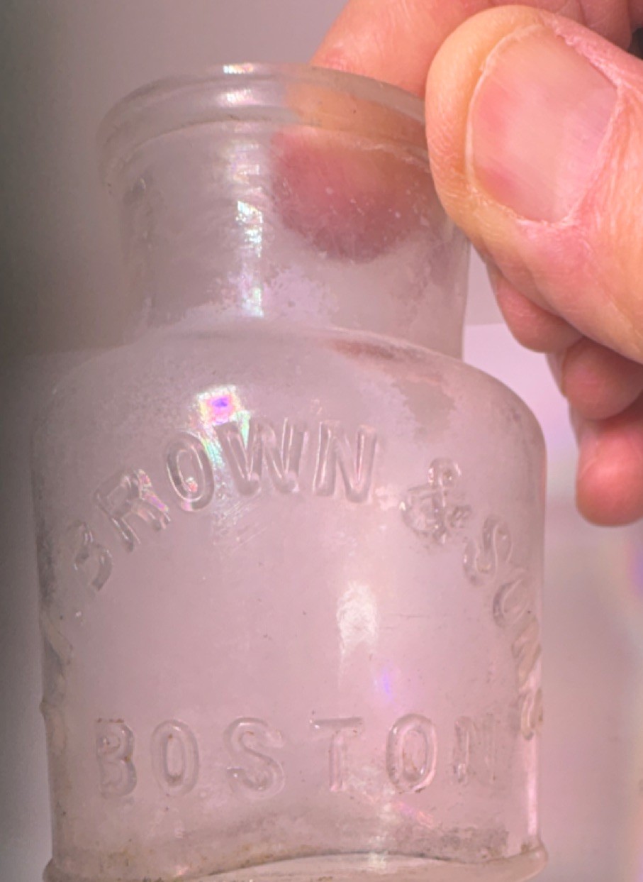 J I Brown & Sons Boston Clear Glass Pharmaceutical Bottle Pre-1930