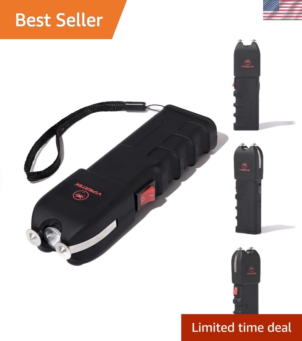 Compact VTS-989 Stun Gun for Self Defense, Rechargeable with Powerful LED Light