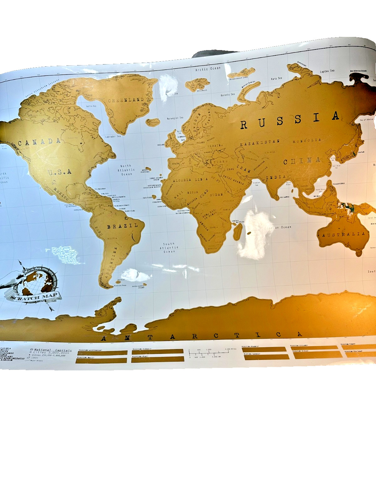 SCRATCH OFF MAP 32"x 23"Personalized World Map Poster Luckies Travel Log