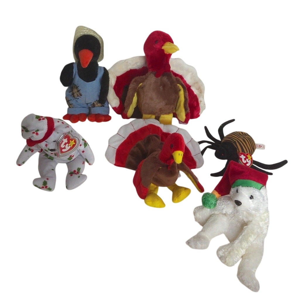 Vintage Holiday Beanie Babies Halloween Fall Thanksgiving Christmas Set of 6