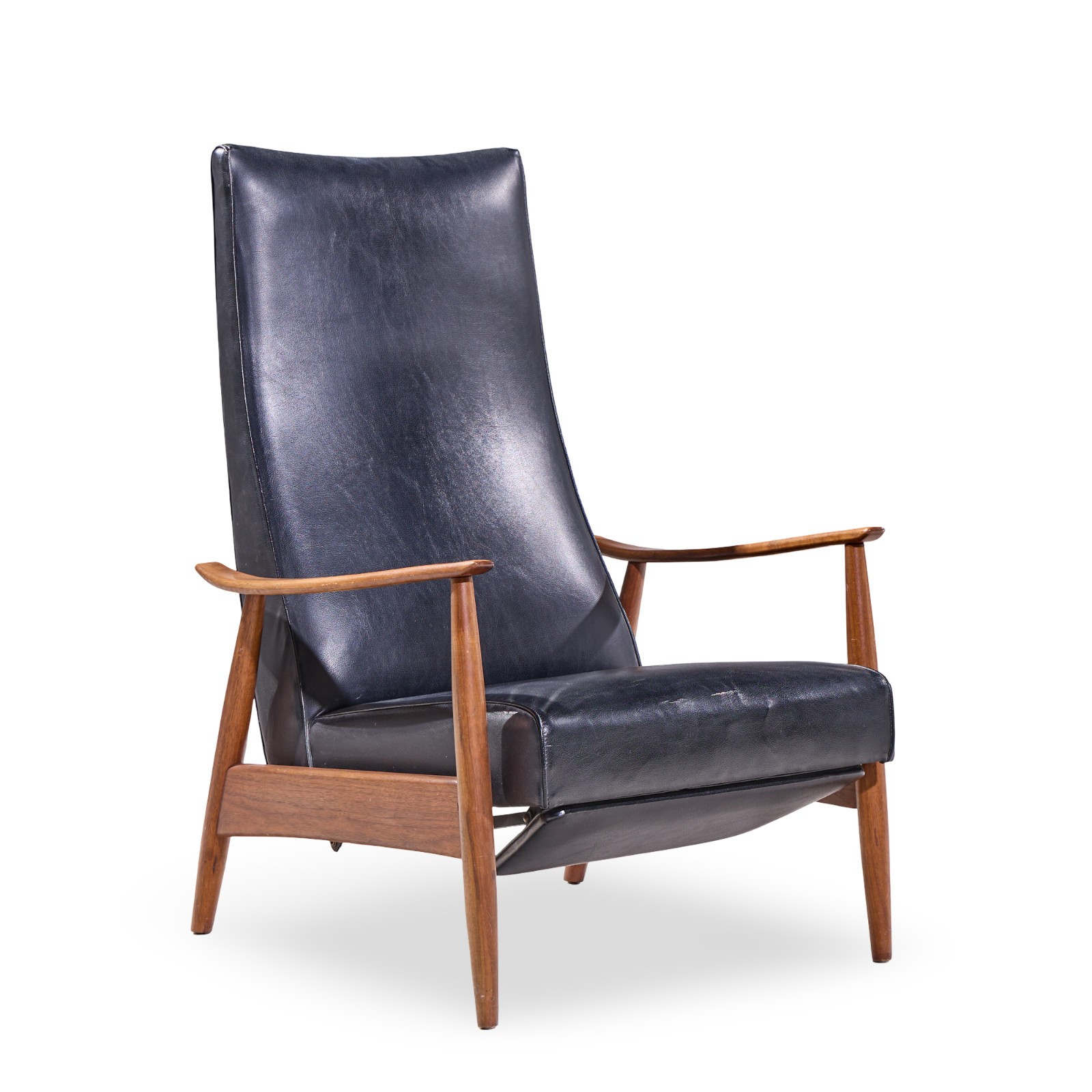 Milo Baughman for James Mid Century Walnut Recliner Lounge Chair
