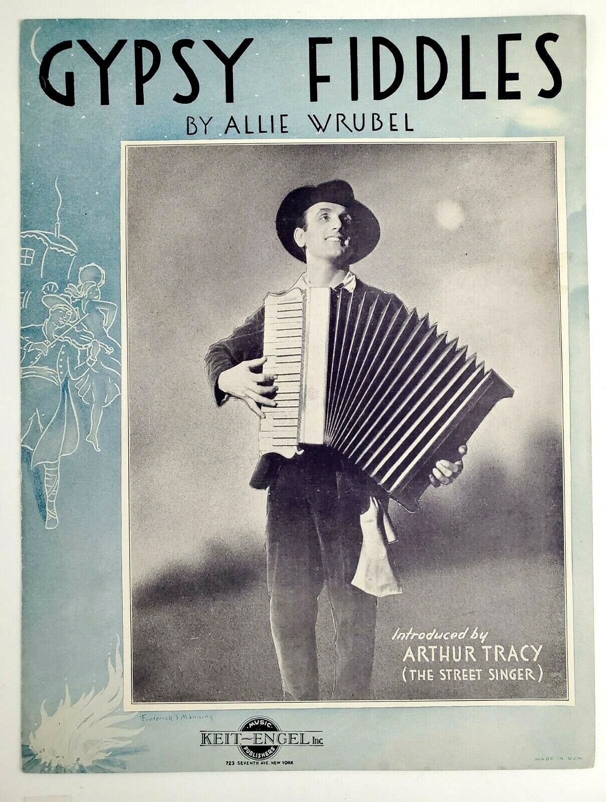 Gypsy Fiddles Arthur Tracy 1933 Sheet Music Piano Vocal Street Singer Wrubel Vtg