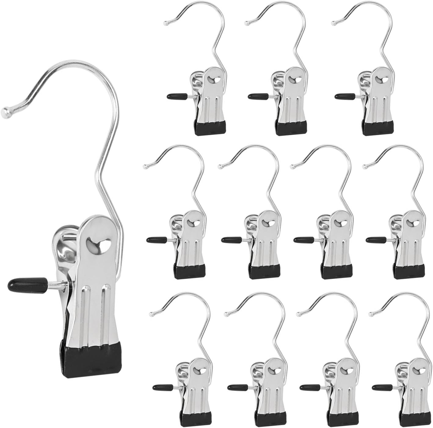 Boot Hanger Clips, 12-Pack Laundry Hanging Hooks Clothes Pins for Closet Organiz