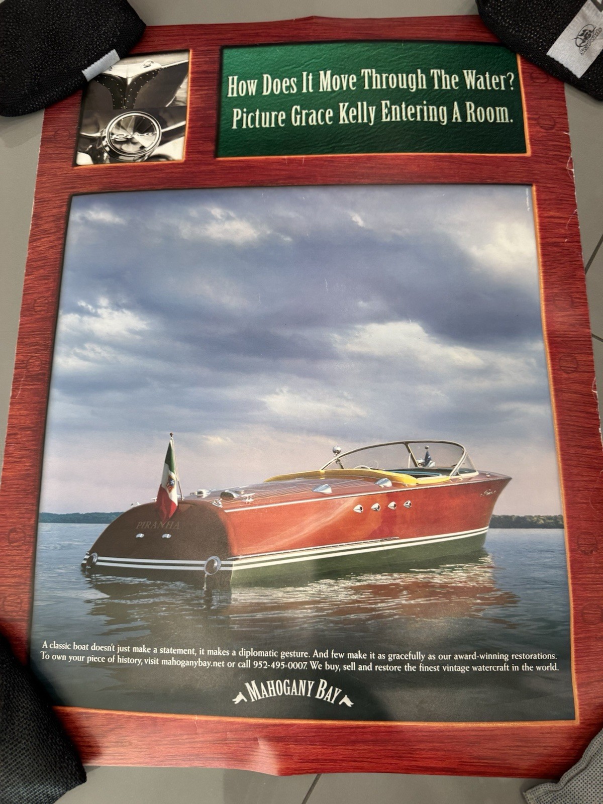 Original  Poster Antique Boat  Wooden Boat  Mahogany Bay Wood Chris Craft