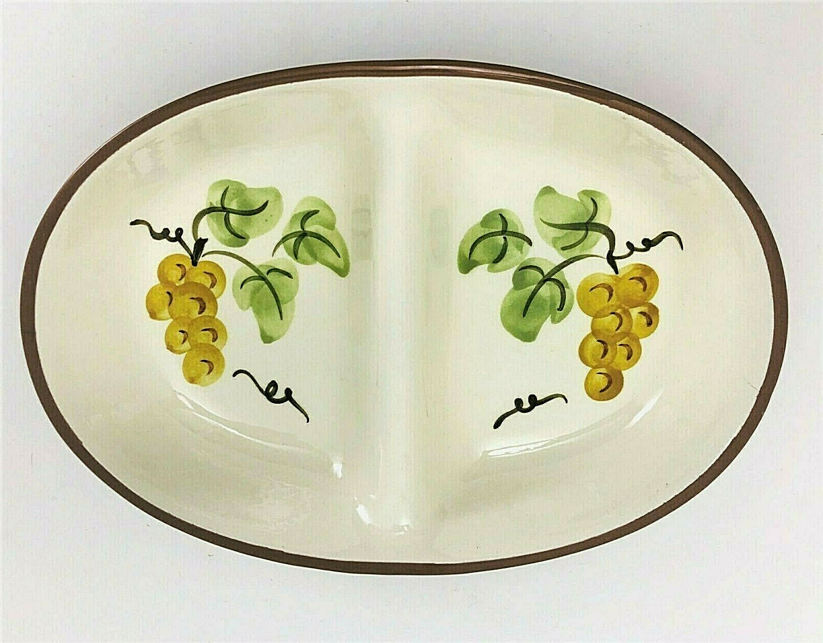 Stangl Pottery Golden Grape Oval Divided Bowl Vegetable Serving 
