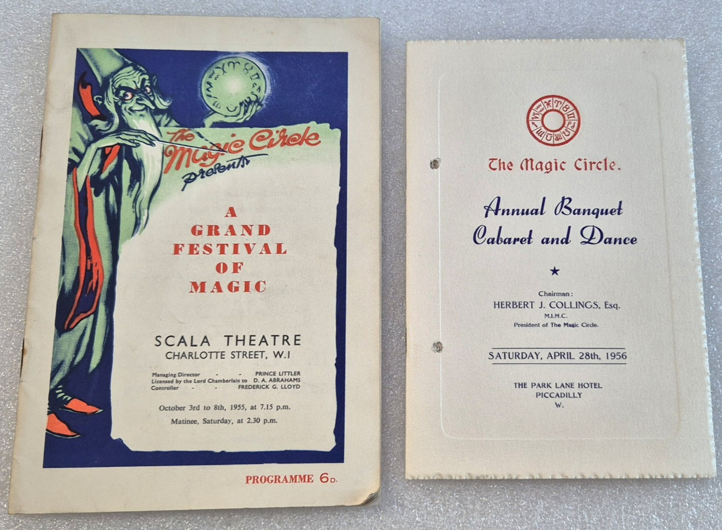 1955/56 The Magic Circle - Grand Festival of Magic & Annual Banquet Programmes