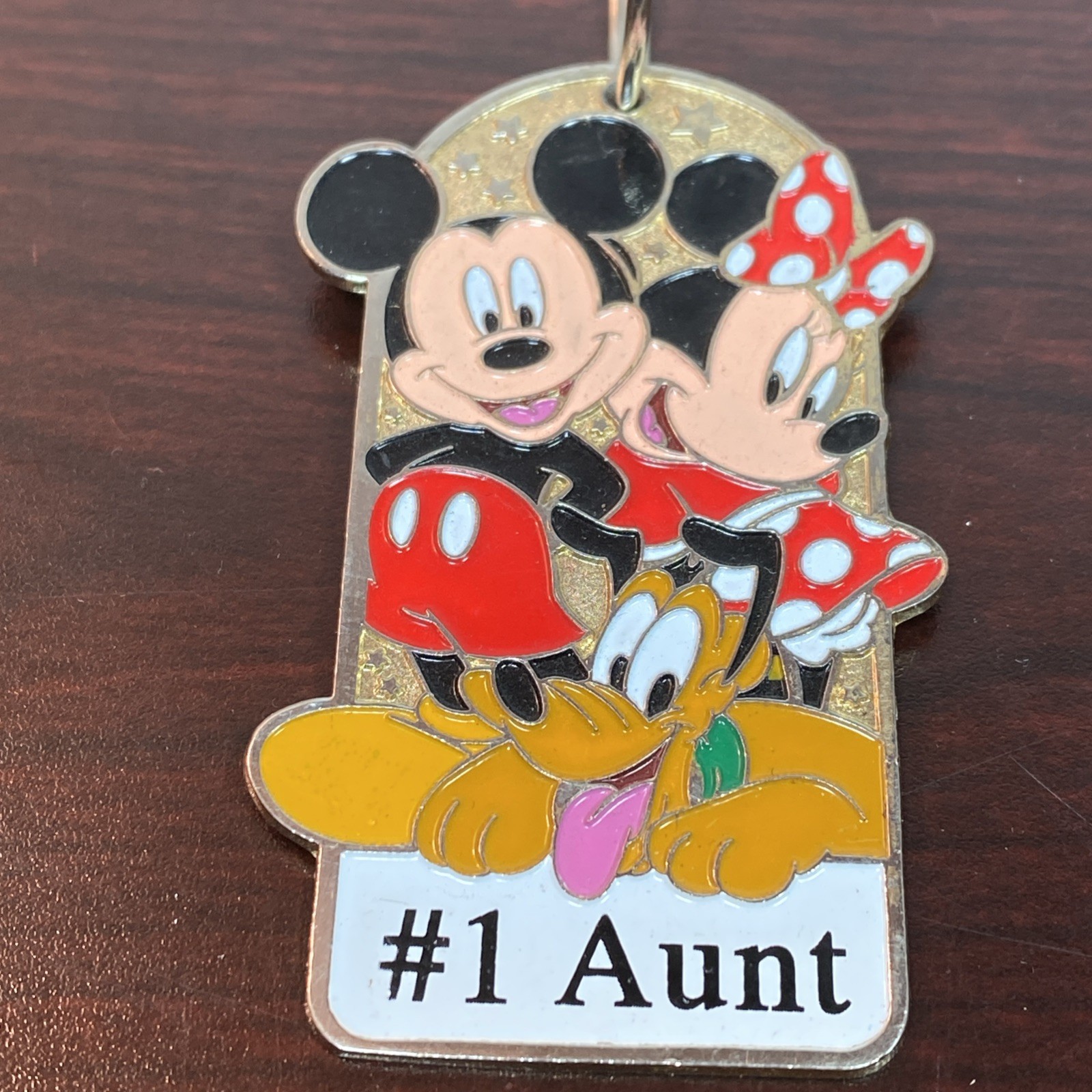 Disneyland Number One Aunt Keychain Mickey Minnie Pluto Souvenir Gift Keyring