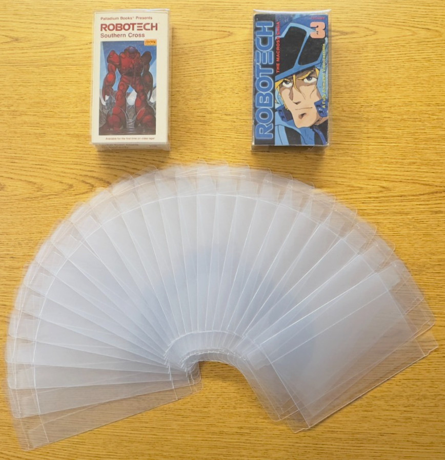 25 Standard VHS Cassette SIZE A Clear Plastic Box Sleeve Protectors Case Display