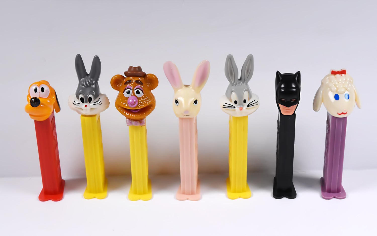 PEZ Dispenser Lot of 7 - Pluto, Bugs Bunny, Batman, Sheep, Muppet - Set1