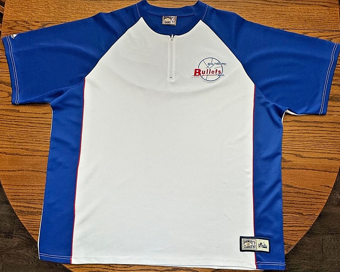 Vintage Baltimore Bullets White WarmUp Jersey Majestic NBA Hardwood Classics 3XL