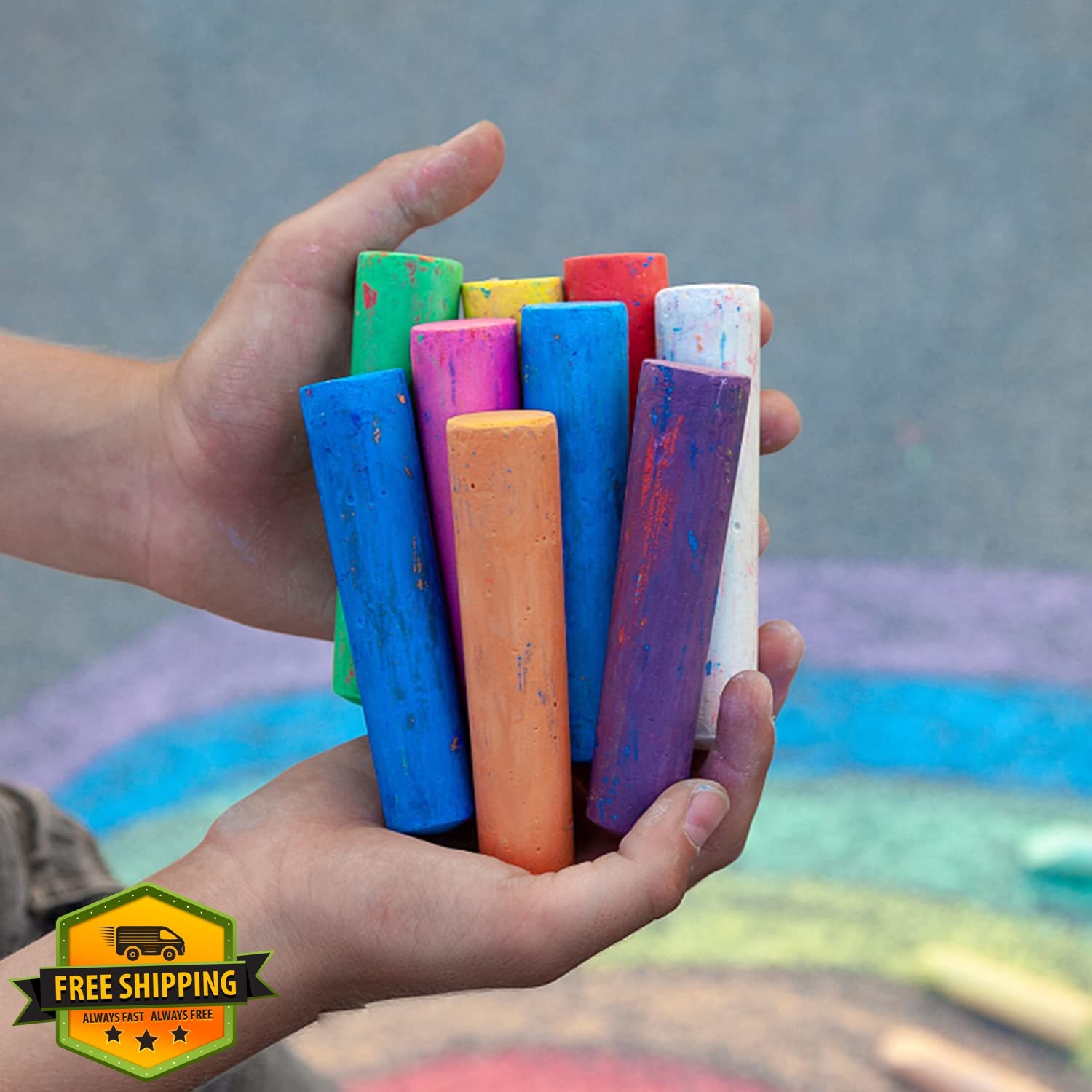 Keebor 54 Pcs Jumbo Sidewalk Chalk 8 Colors Non-Toxic