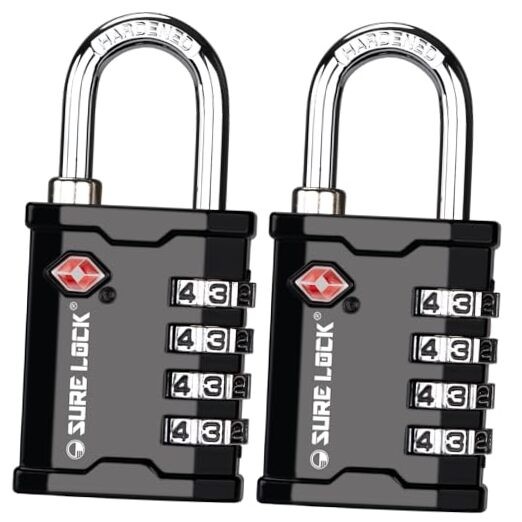  TSA Accepted Heavy Duty Big Combination Luggage Padlock for Gun Cases, 1 Black