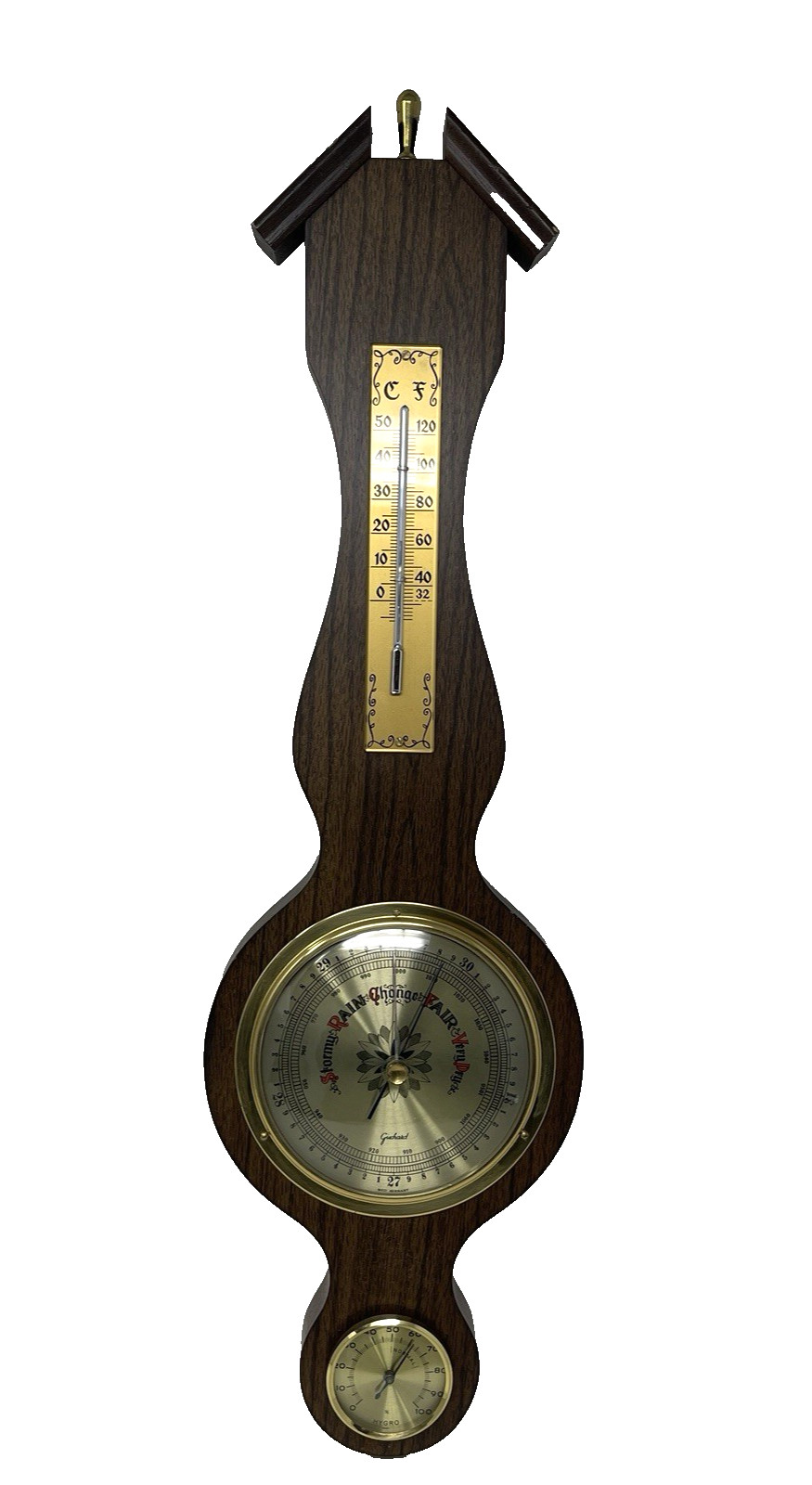 Gischard West Germany Barometer Hygrometer Temperature Wood Wall Weather Station