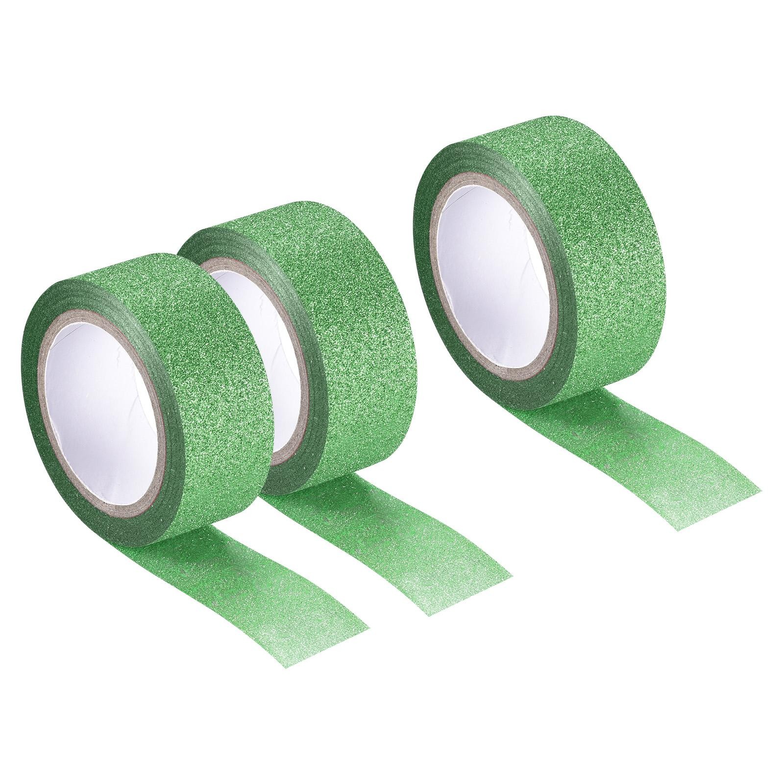 Glitter Tape, Decorative Craft Tape Green 1.5cm x 5 M Pack of 3
