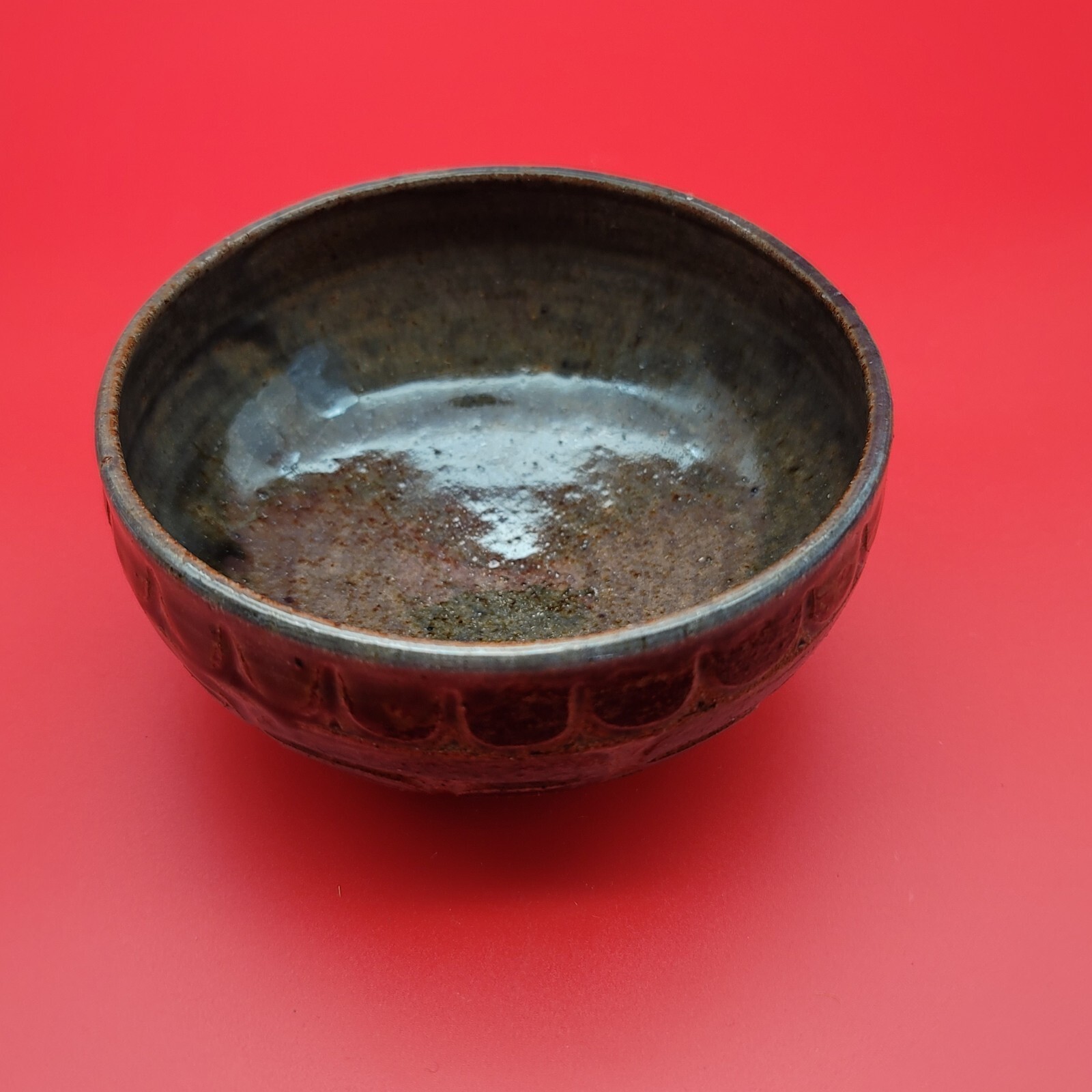 Papua New Guinea Pottery Bowl Vintage Green Brown PNG