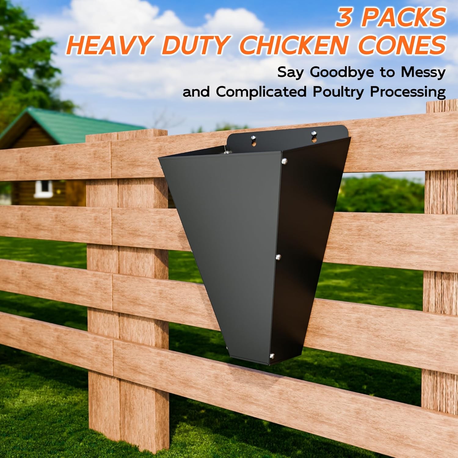 3 Large Chicken Restraint Cones, Heavy Metal Poultry Cones。。