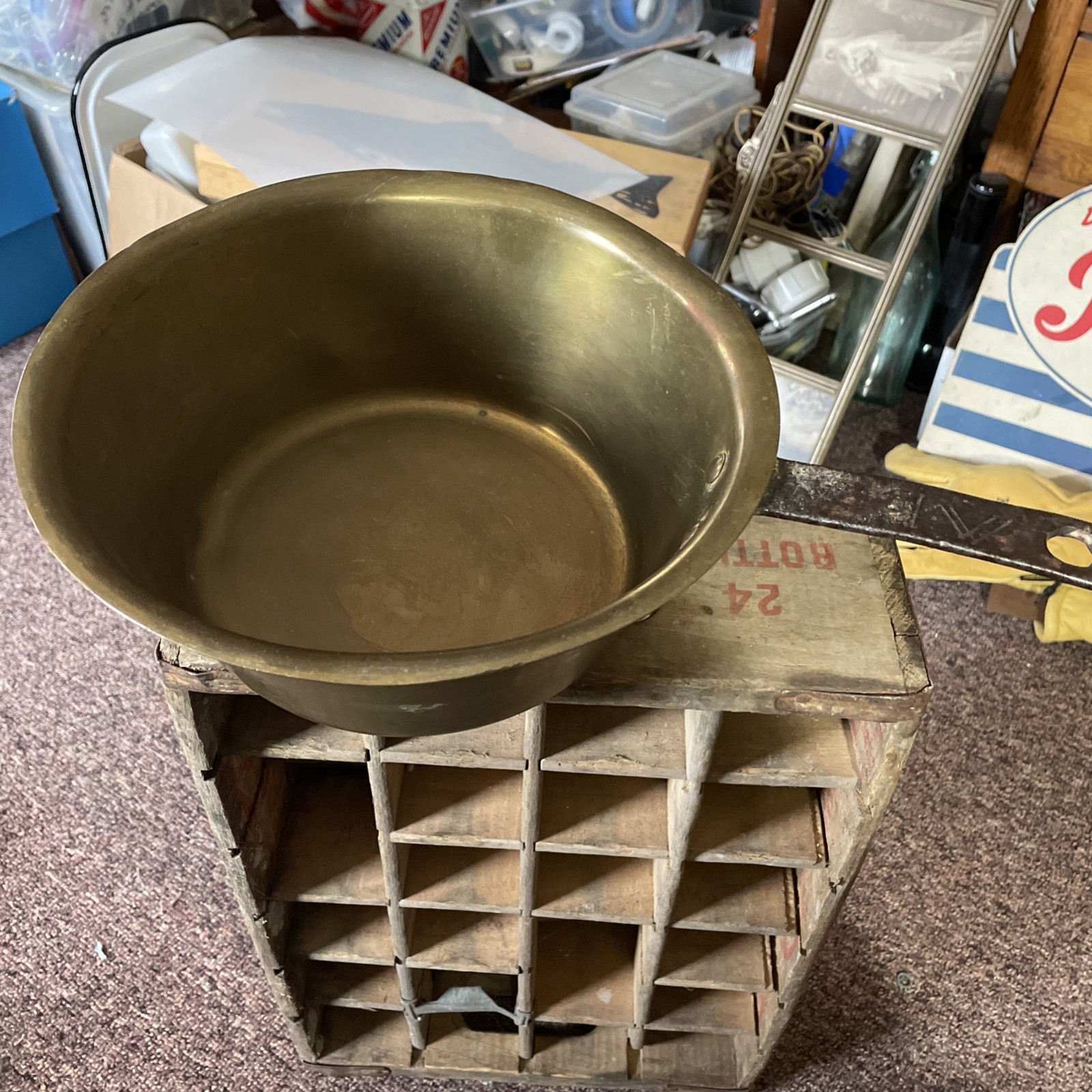 Solid Brass Pot with brass- riveted iron handle 2qt Sauce Pan