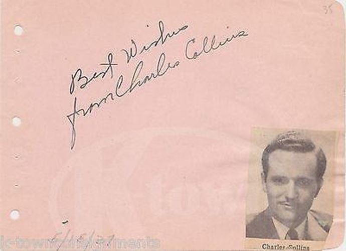 Charles Collins TV Movie Stage Actor Vintage Autograph Signature 1937
