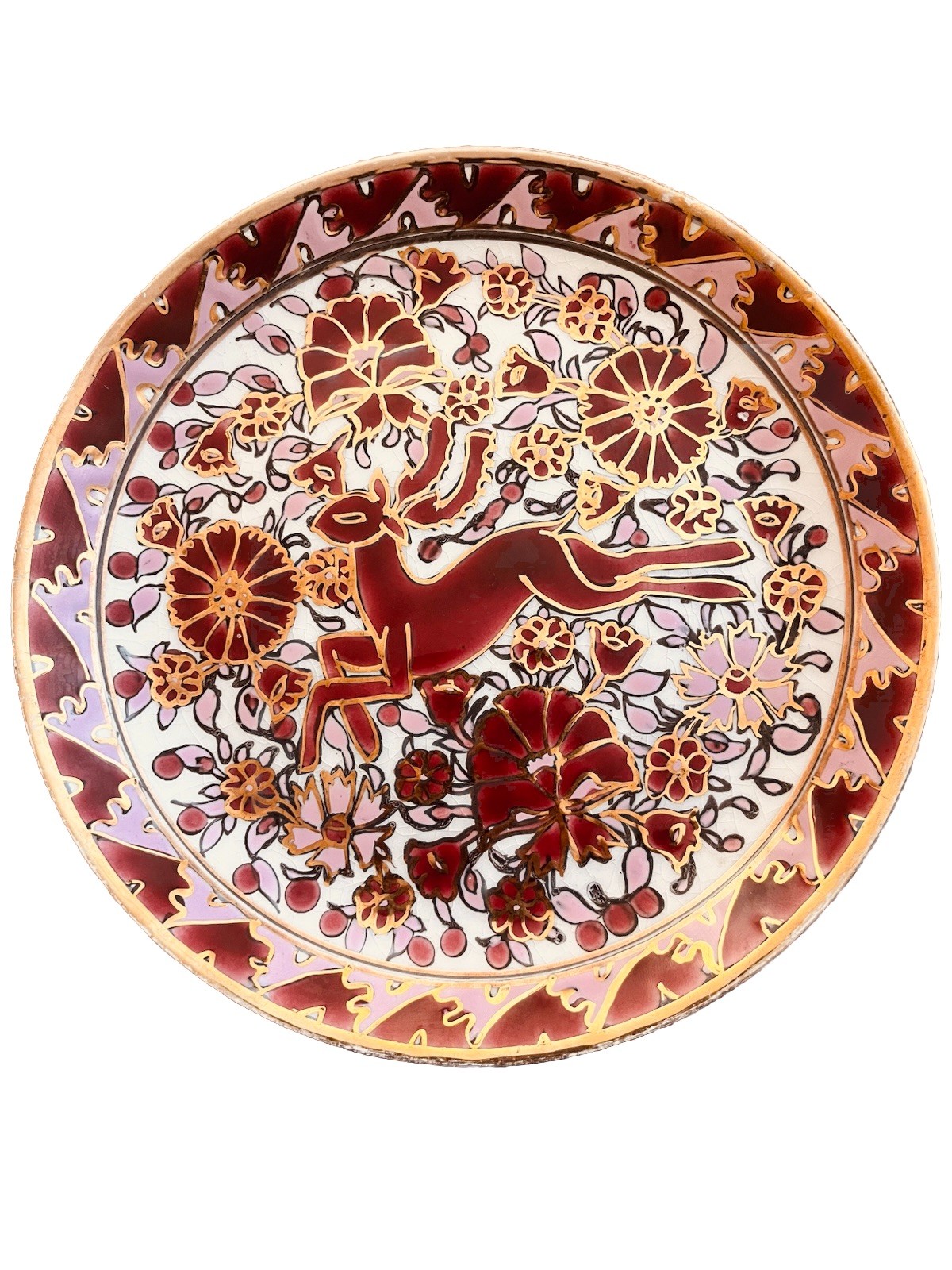 Greek Wall Art Pottery Plate Dakas Ceramic Faliraki Archagelo Rhodes Red/Gold