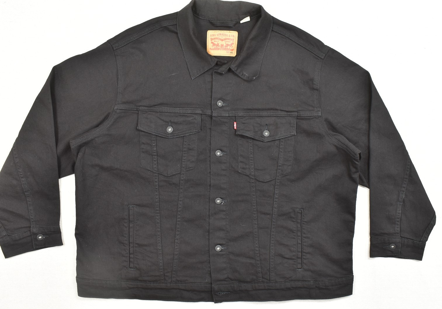 Levi's Trucker Jacket Men's 4XL Black Cotton Blend Stretch Denim Coat Big & Tall