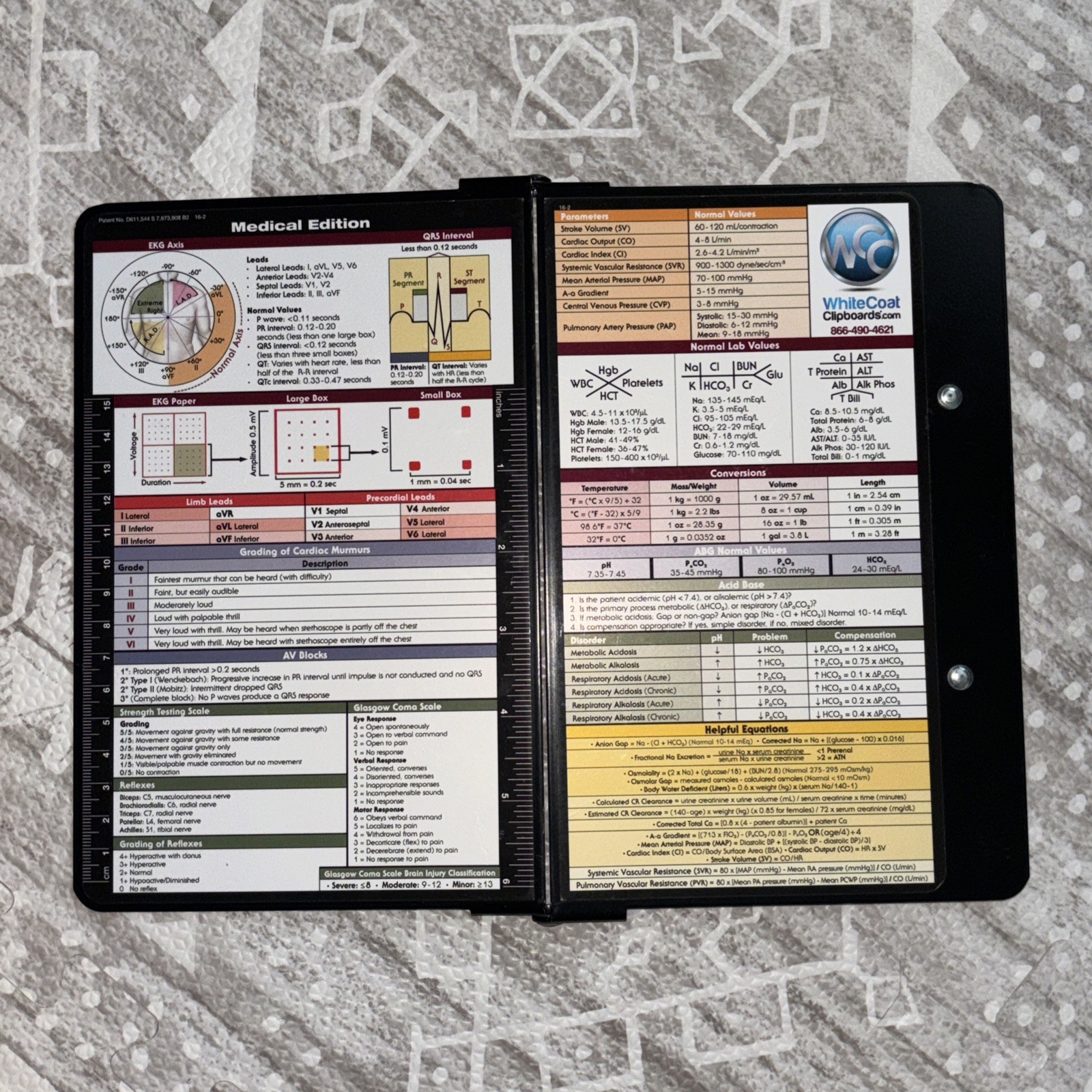 Whitecoat Medical Edition Folding Metal Clipboard Black