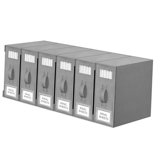  Bed Sheet Organizers and Storage, 6 Pack Foldable Linen Closet 6PACK Grey