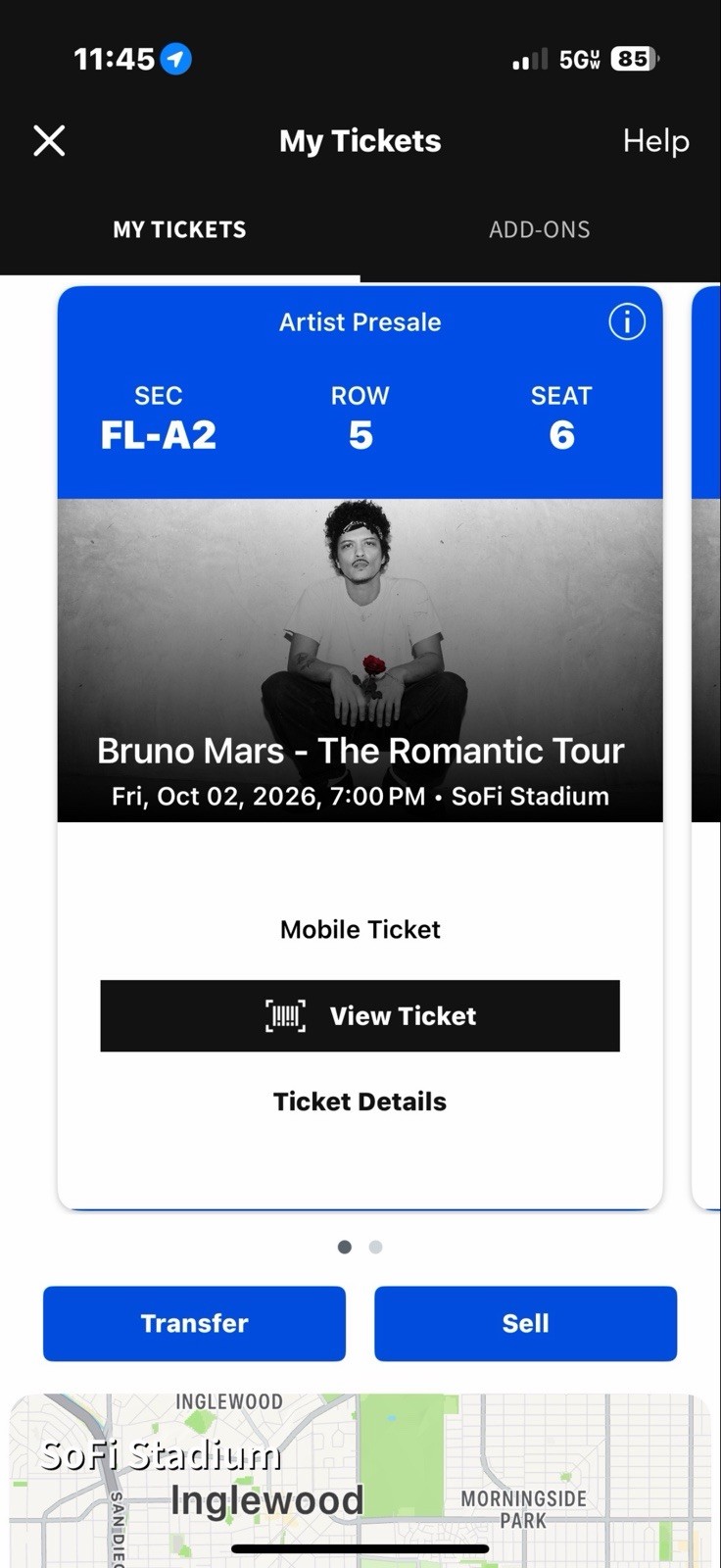 Bruno Mars Oct 2 SOFI Stadium READ DESCRIPTION