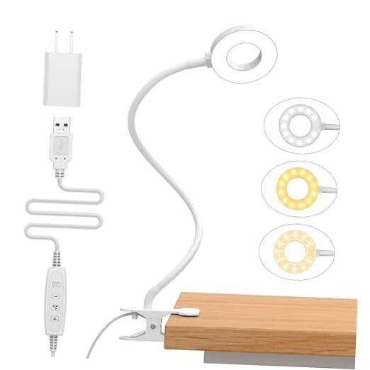  Reading Light, USB Clamp Lamp for Child Reading Book in Bed at Night, LED 