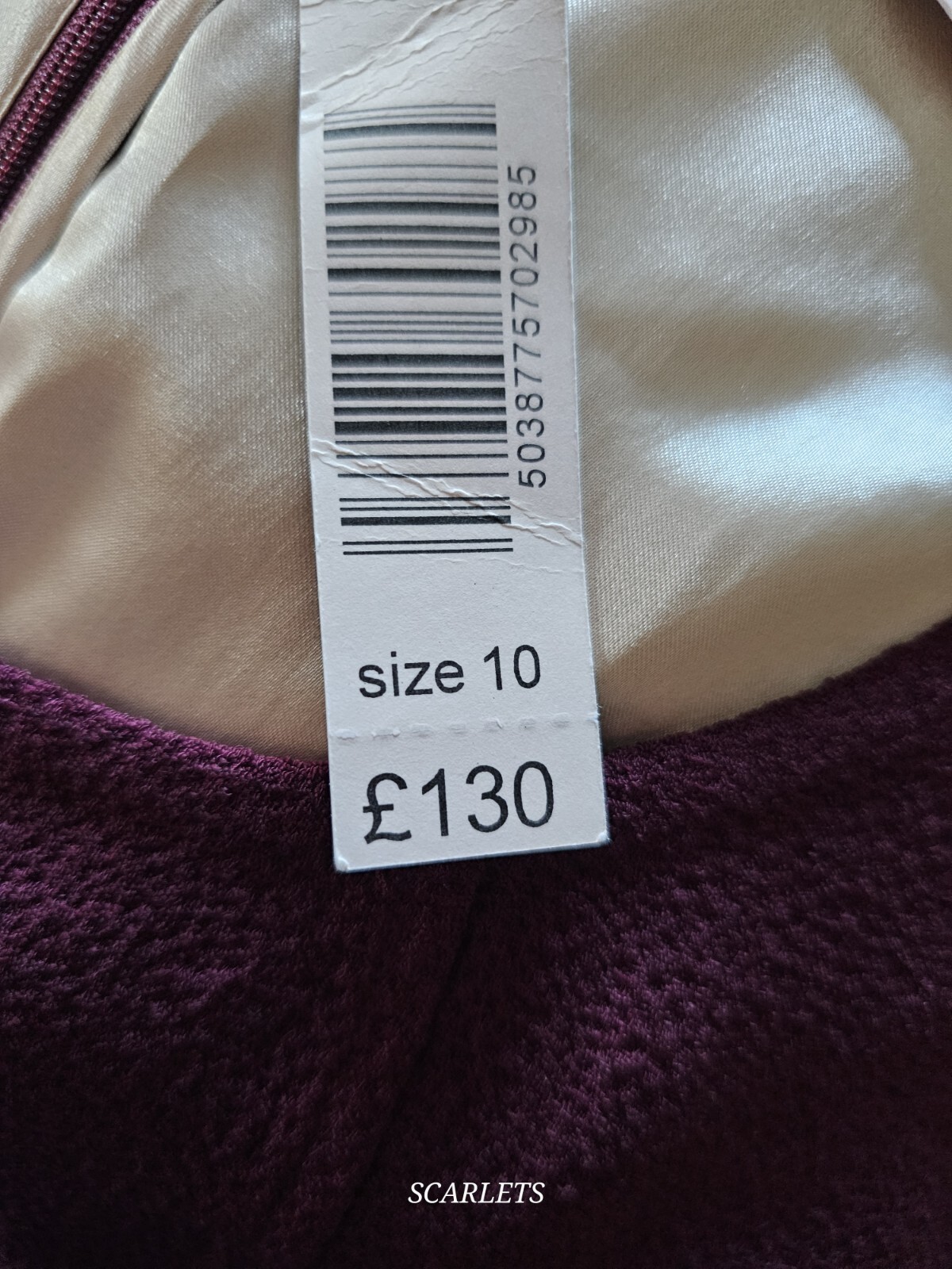 Phase Eight Bessie Dress Lace Detail  Size 10 Satin Lined Burgundy BNWT Rrp £130