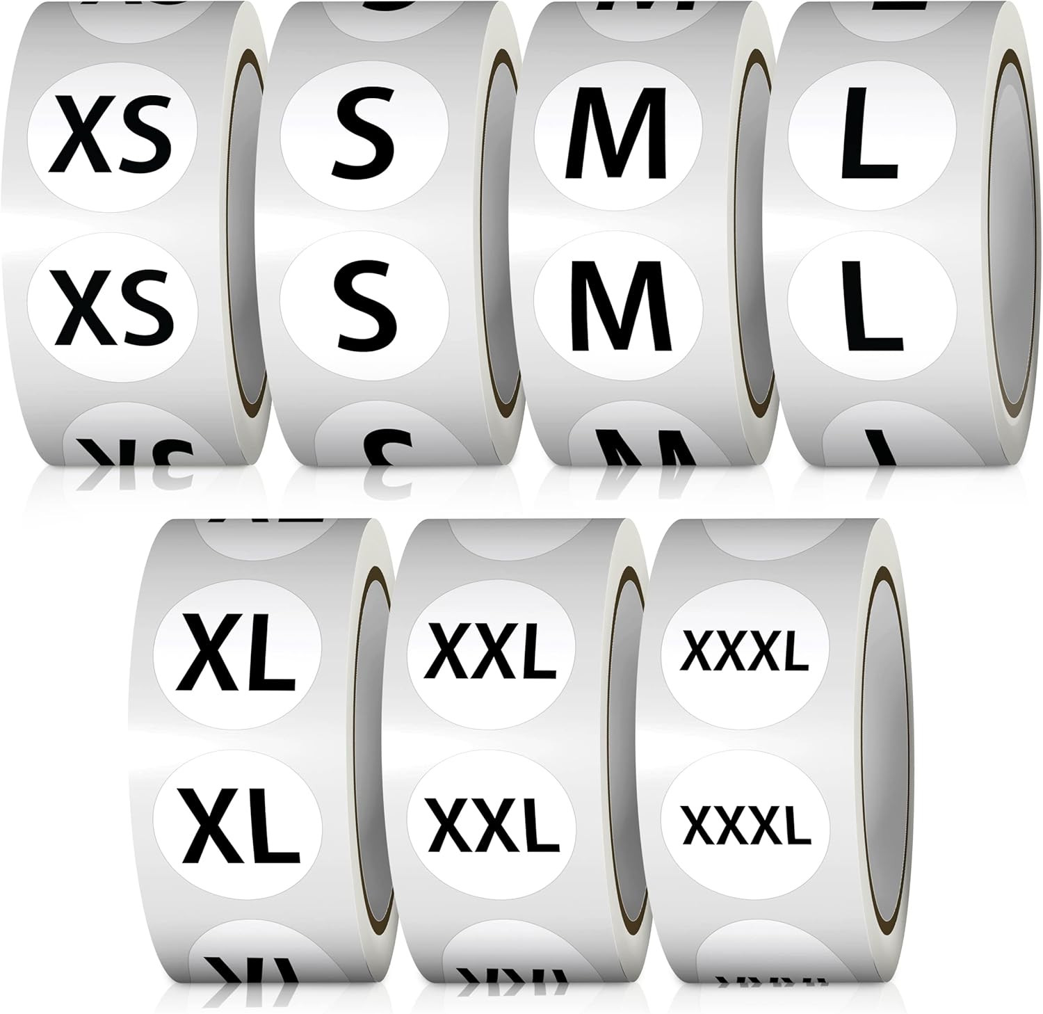 3500 Pcs 7 Sizes 7/8 Inch Clothing Size Stickers Labels Rolls,  Black round Self