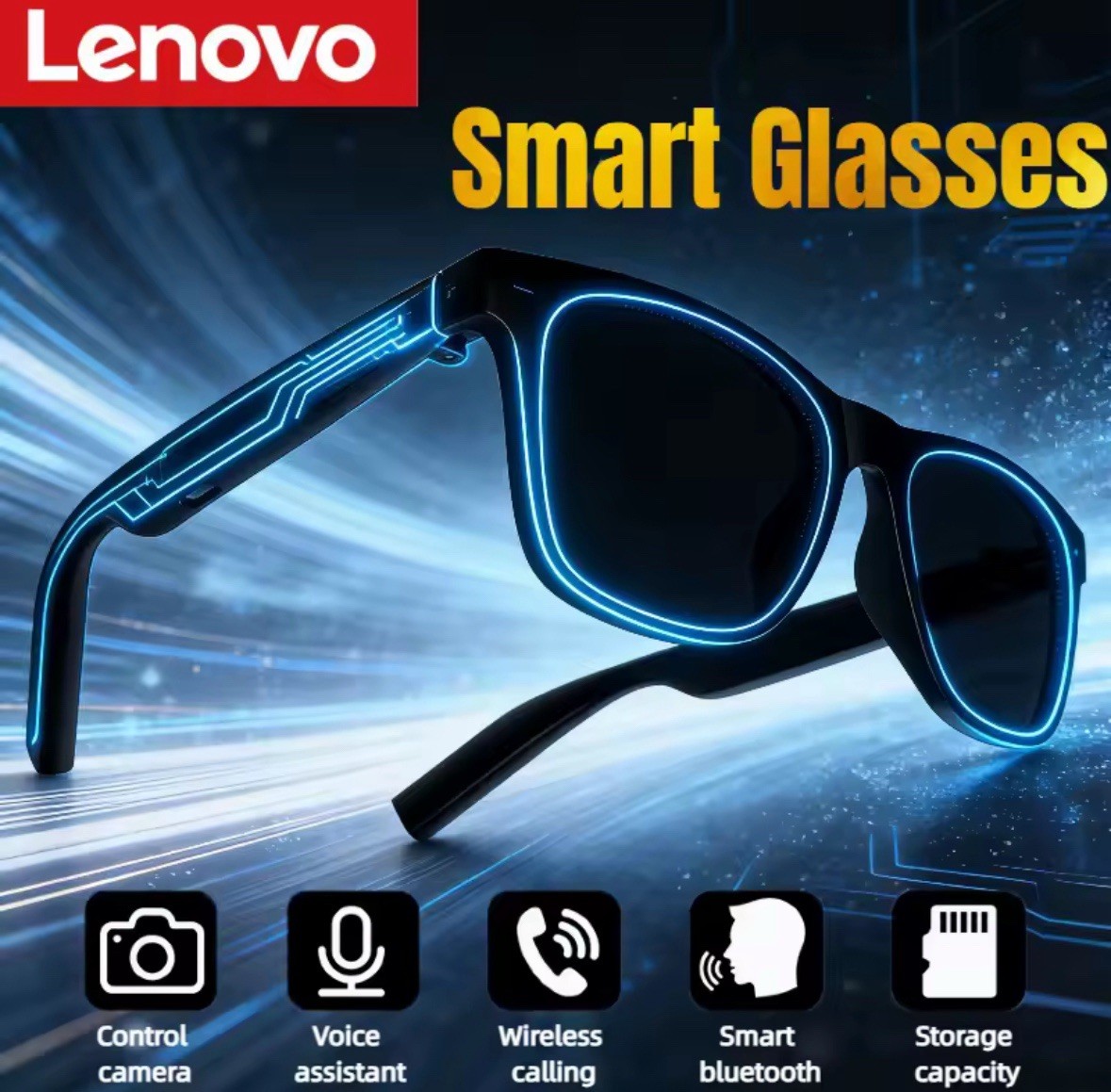 Lenovo Smart Glasses Remote Control Touch Photo Camera Recording Translator