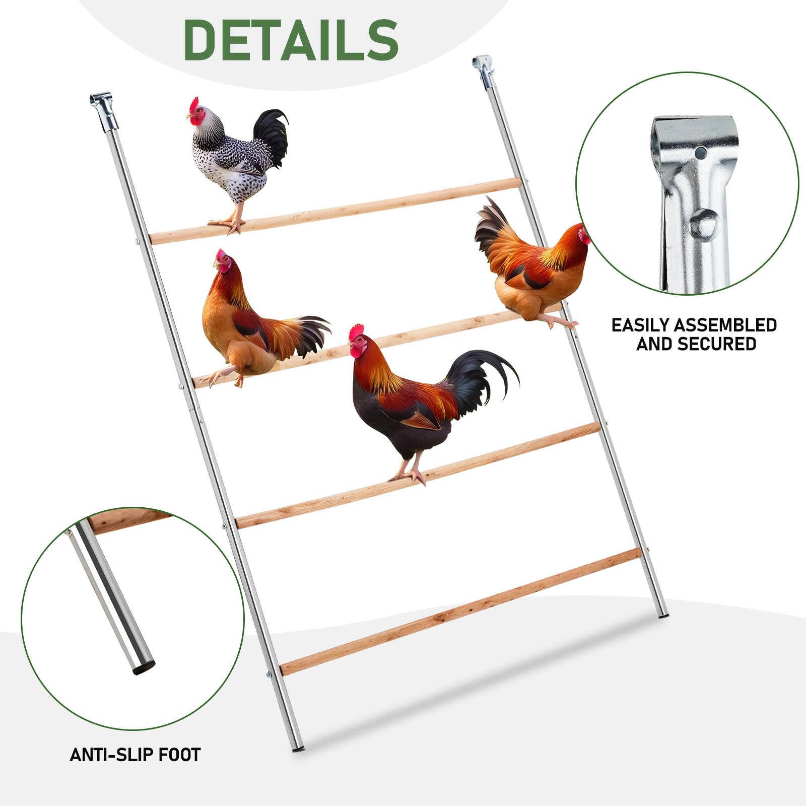 Outdoor Chicken Perch 104x143cm Durable Coop Roosting Bar for Chickens Durable