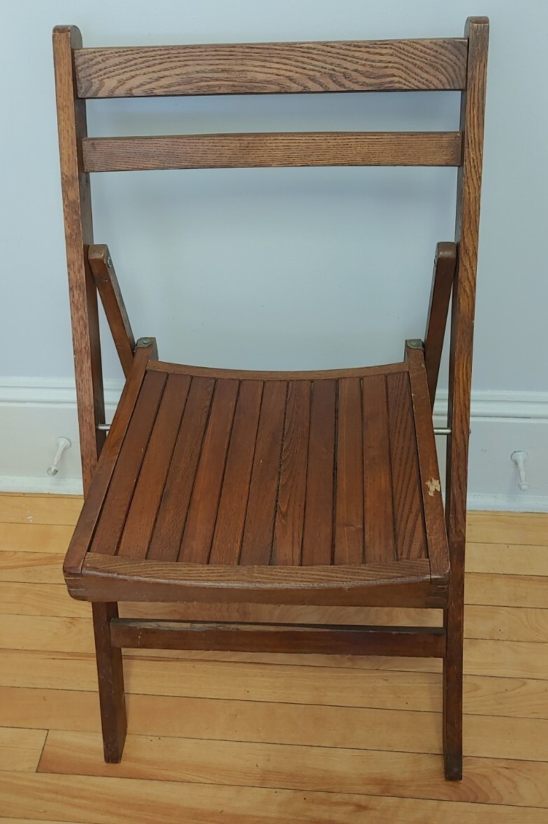 Wooden Slat Seat Folding Chair Oak