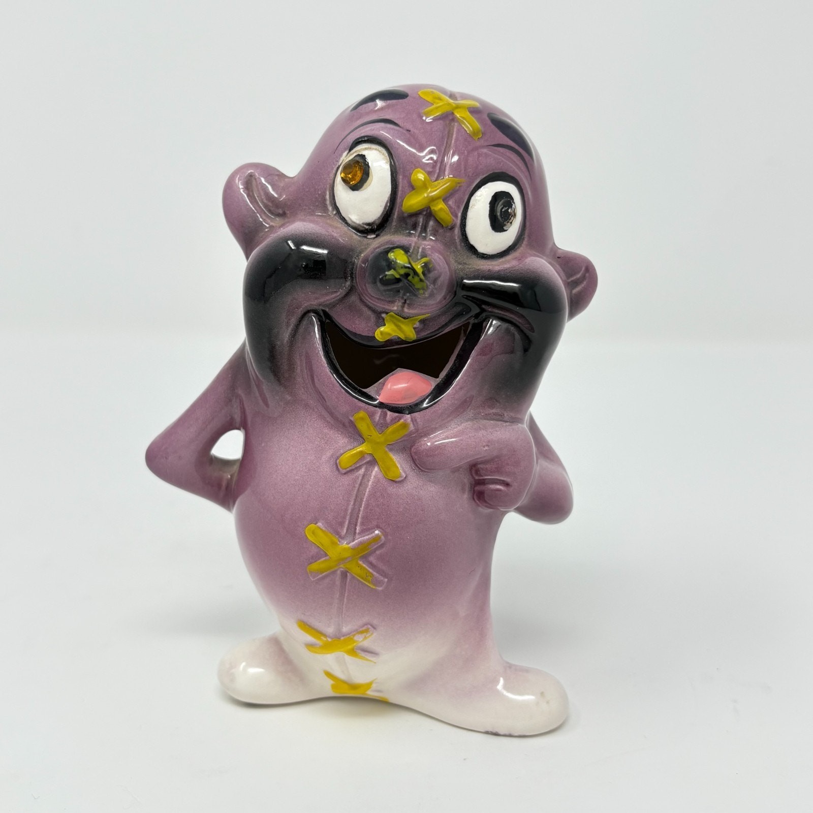 Vtg Kreiss Psycho Ceramics Purple Monster Figurine My Operation Stitches Kitschy