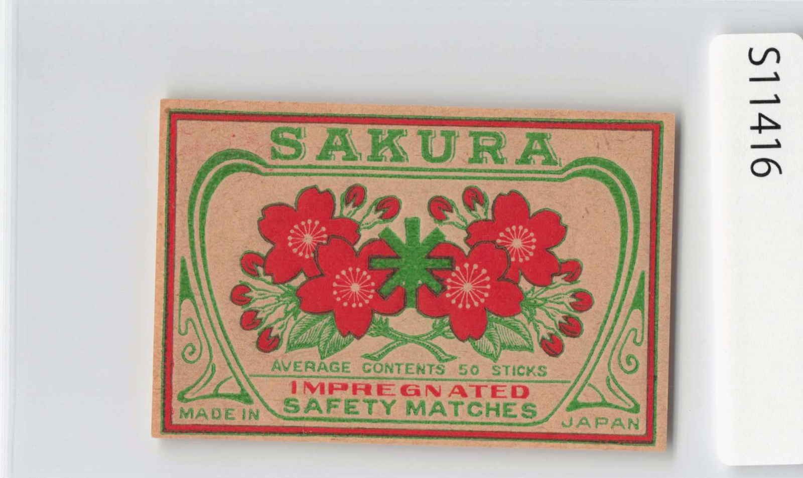(A)Vintage Japan Safety Match Label for Export 1800s, Matchbox Card[S11416]8d6