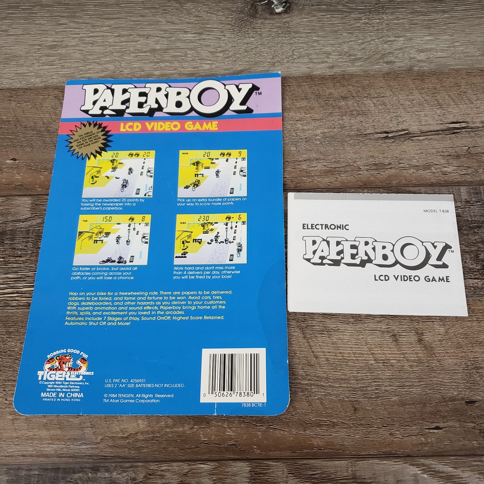 Paperboy Video Game Tiger Packaging Instructions Only Model 7-838 Advertisement