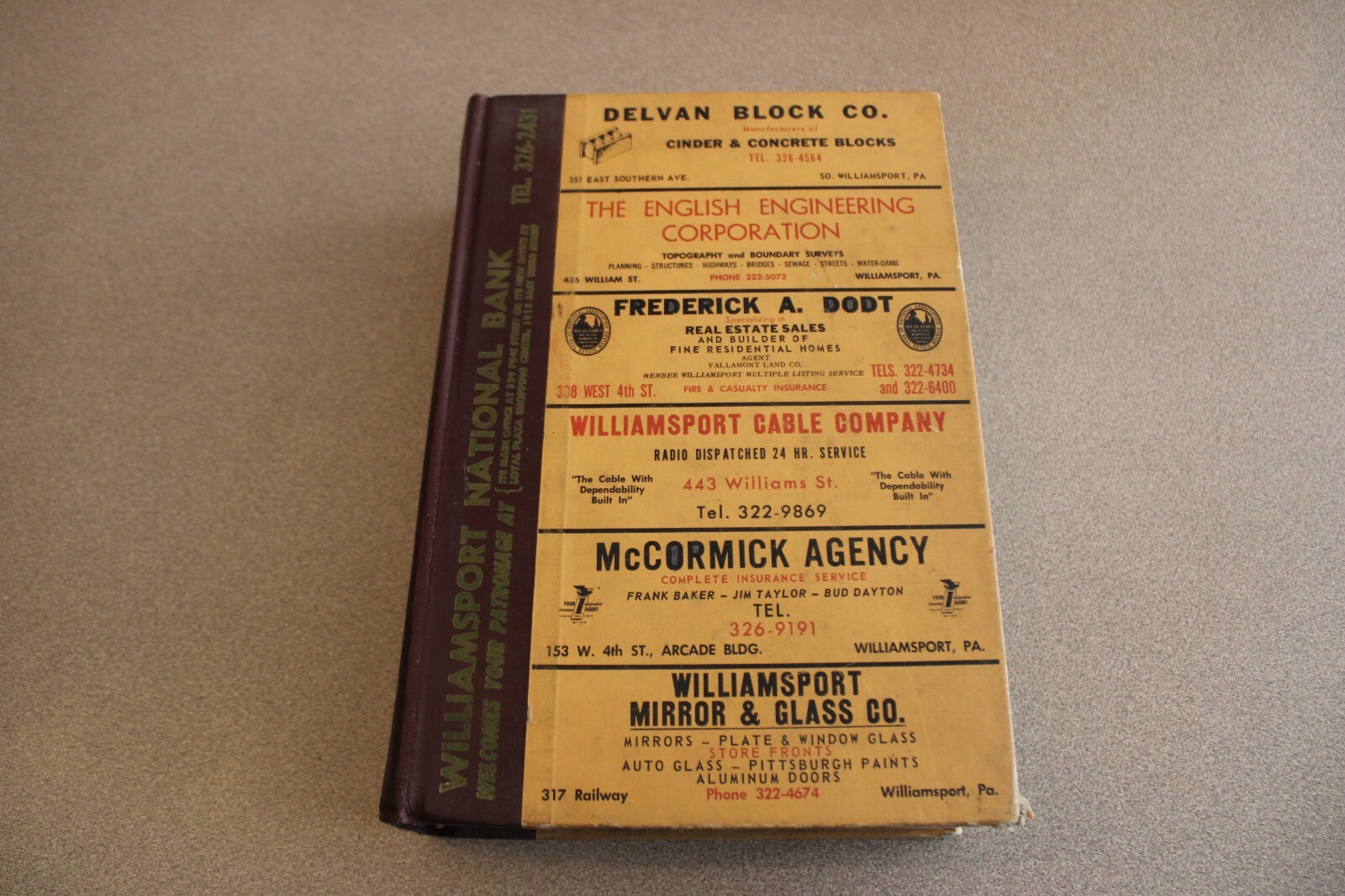 RARE Vintage 1965 Williamsport PA City Directory Telephone Book Sunoco