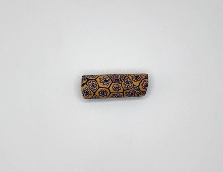 African Trade Bead Millefiori Blue White Yellow Black