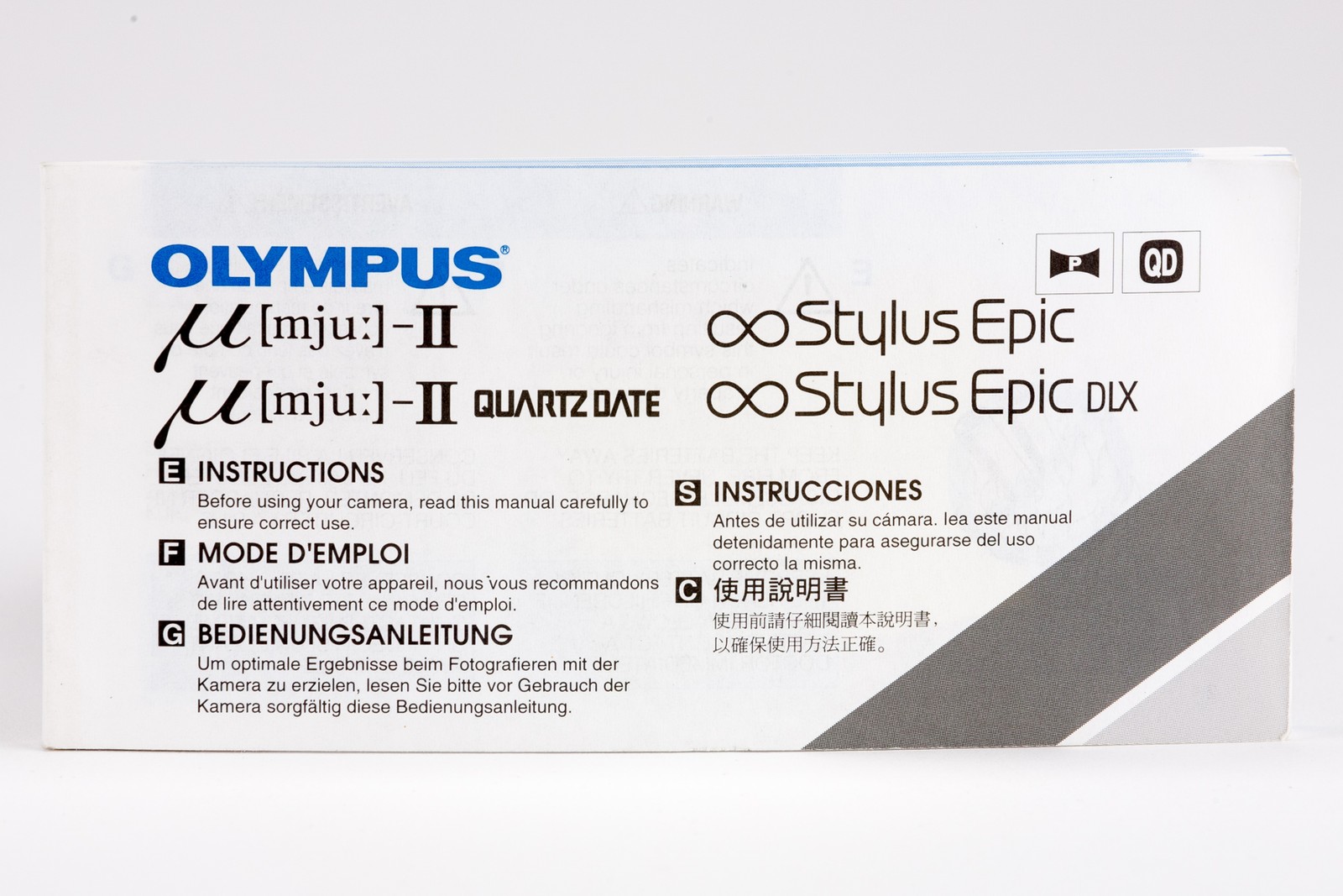 Manual Olympus Mju II Quartz Date Stylus Epic Dlx Instructions