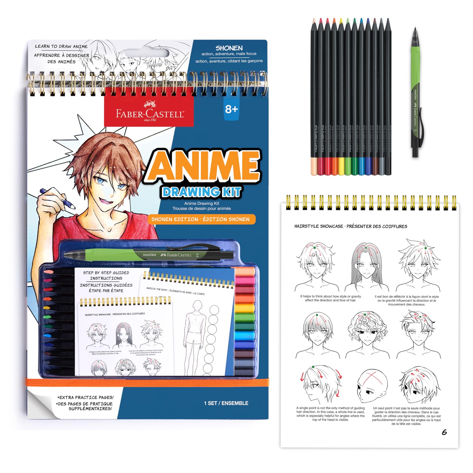 Anime Drawing Kit: Shonen Edition | Step-by-Step Instruction Book with 20 Pra...