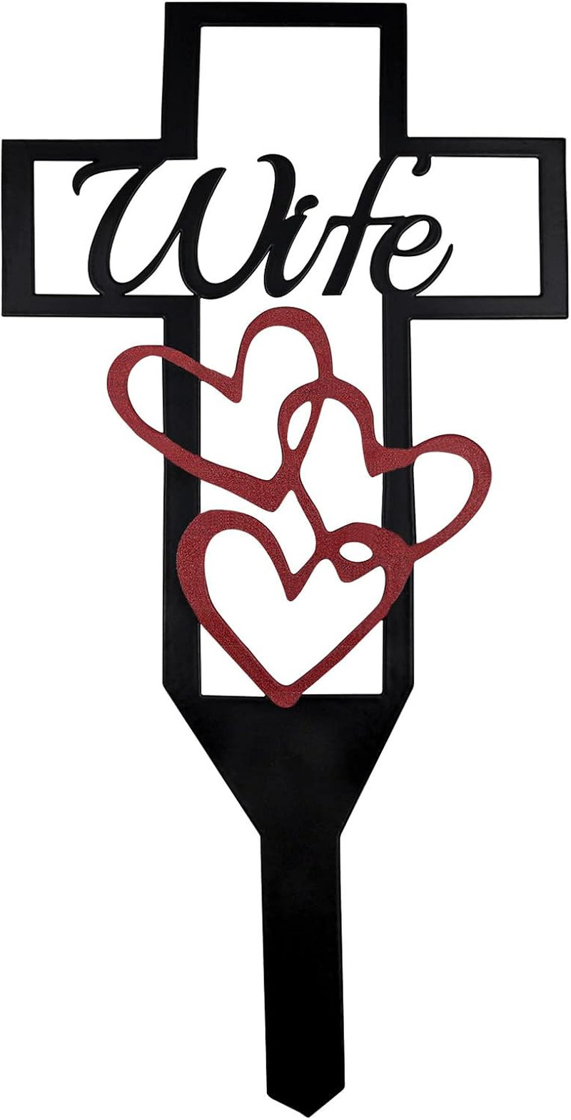 Cemetery Memorial Cross Stake for Wife, Wife Memorial Plaque Stake, Memorial Sig