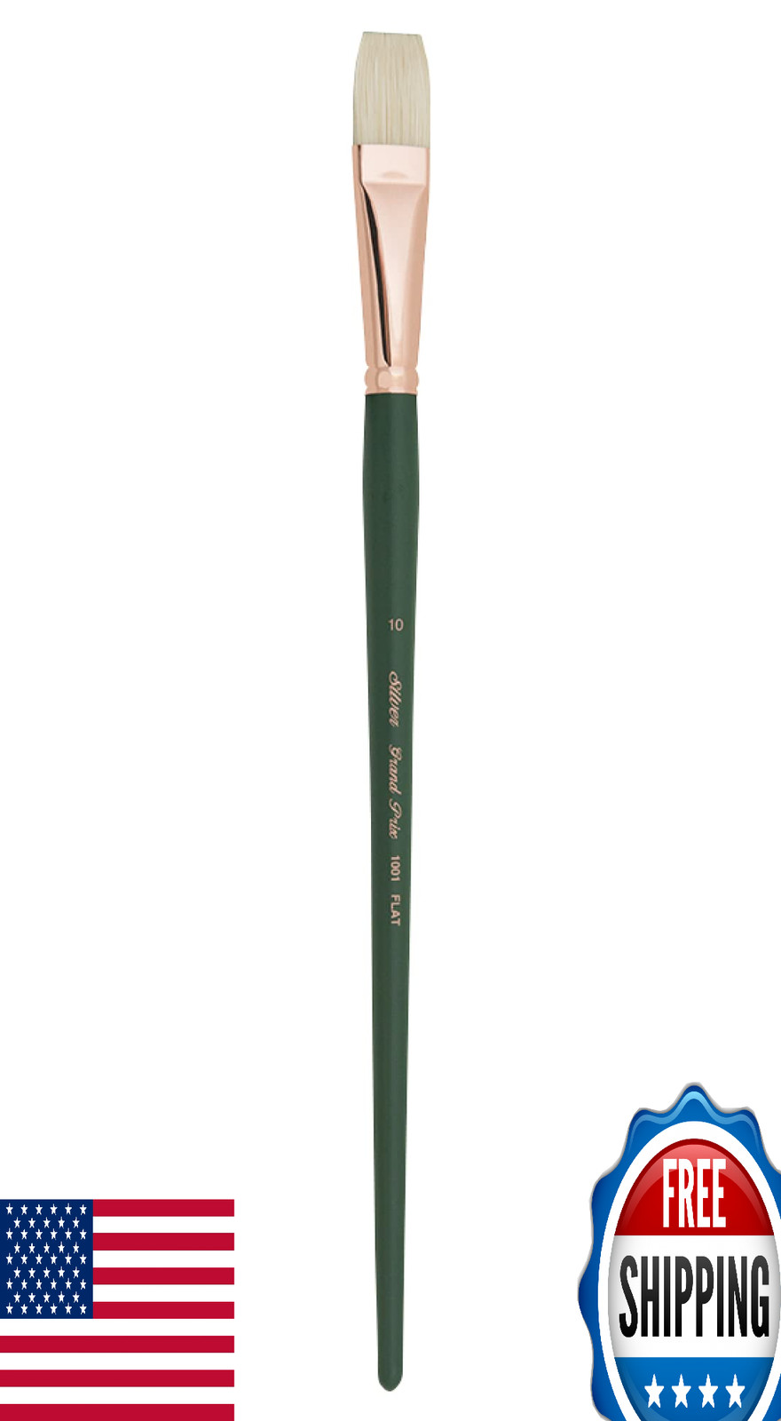 Silver Brush Limited 1001 Grand Prix Flat Oil Paint Brush, Size 10, Long Handle