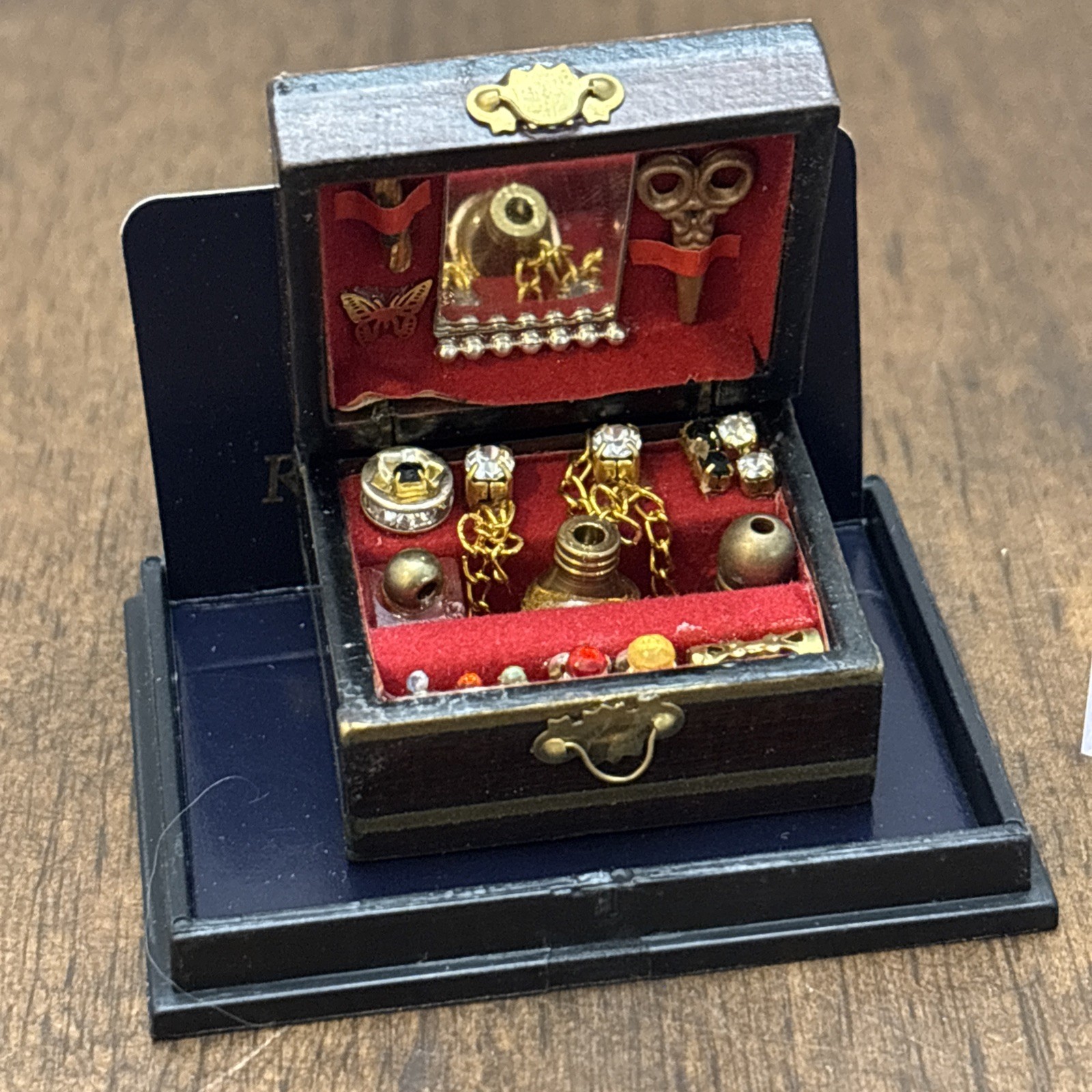 Fancy Deluxe Wood Jewelry Box Reutter 1.456/6  Dollhouse Miniature 1:12 in Case