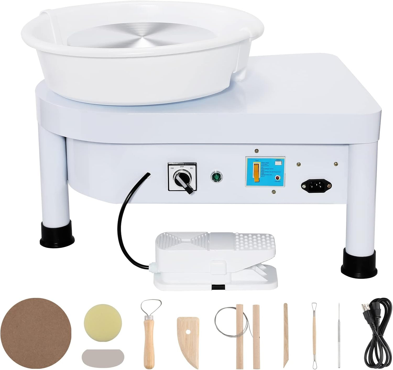 25 Cm Pottery Wheel with Foot Pedal, 350W Electric Ceramic Machine with Detachab