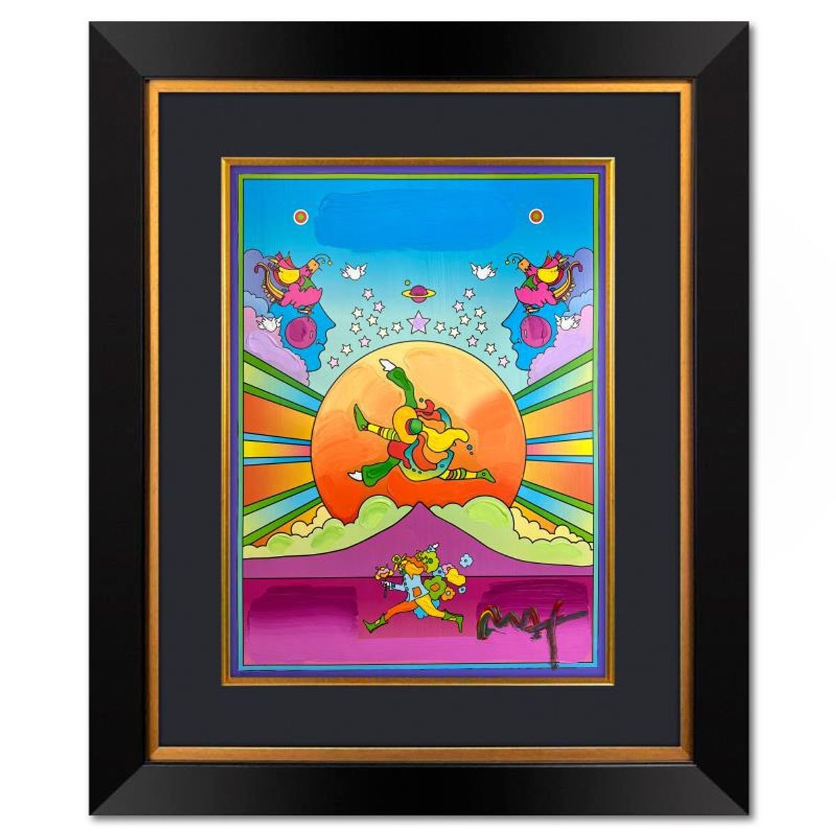 Peter Max, "The Young" Framed One-of-a-Kind Mixed Media, Hand Signed with Regist