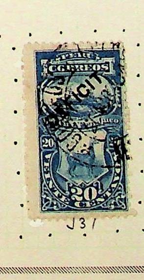 PERU Sc J31 USED ISSUE OF 1896 - POSTAGE DUE - (RM26)