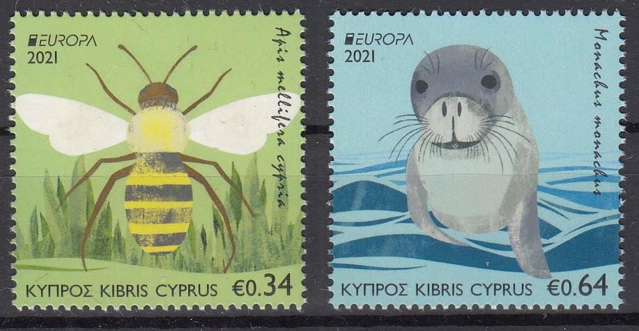 Cyprus.2021 EUROPA CEPT.Endangered national wildlife.2 St.MNH