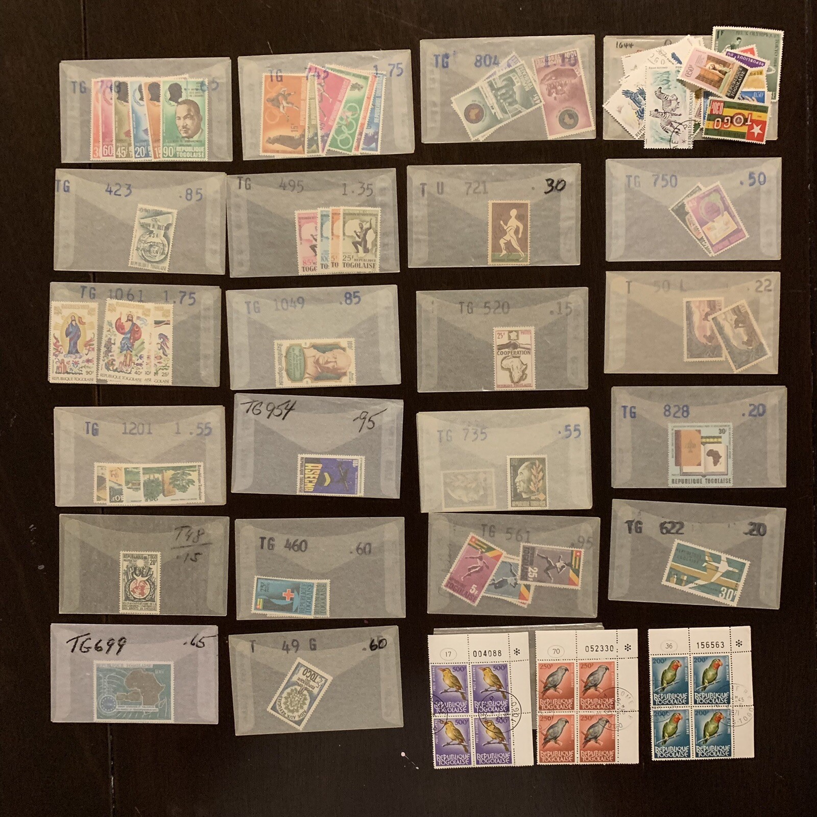 TOGO LOT OF GLASSINES, BLOCKS, MINT, USED, SETS, SHORT SETS, OVERPRINT & MORE