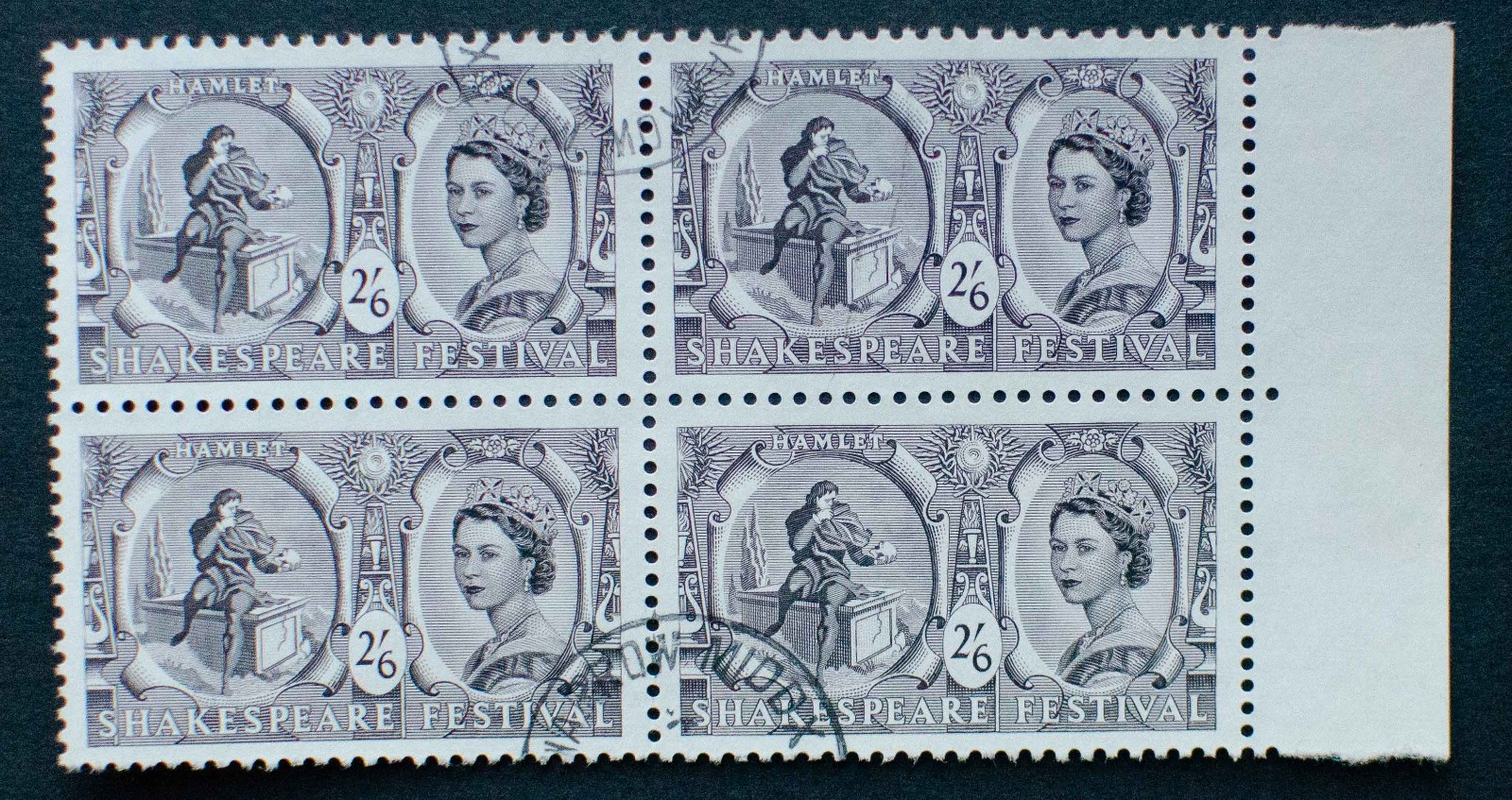 1964 Shakespeare 2/6d. Fine Used Block of 4